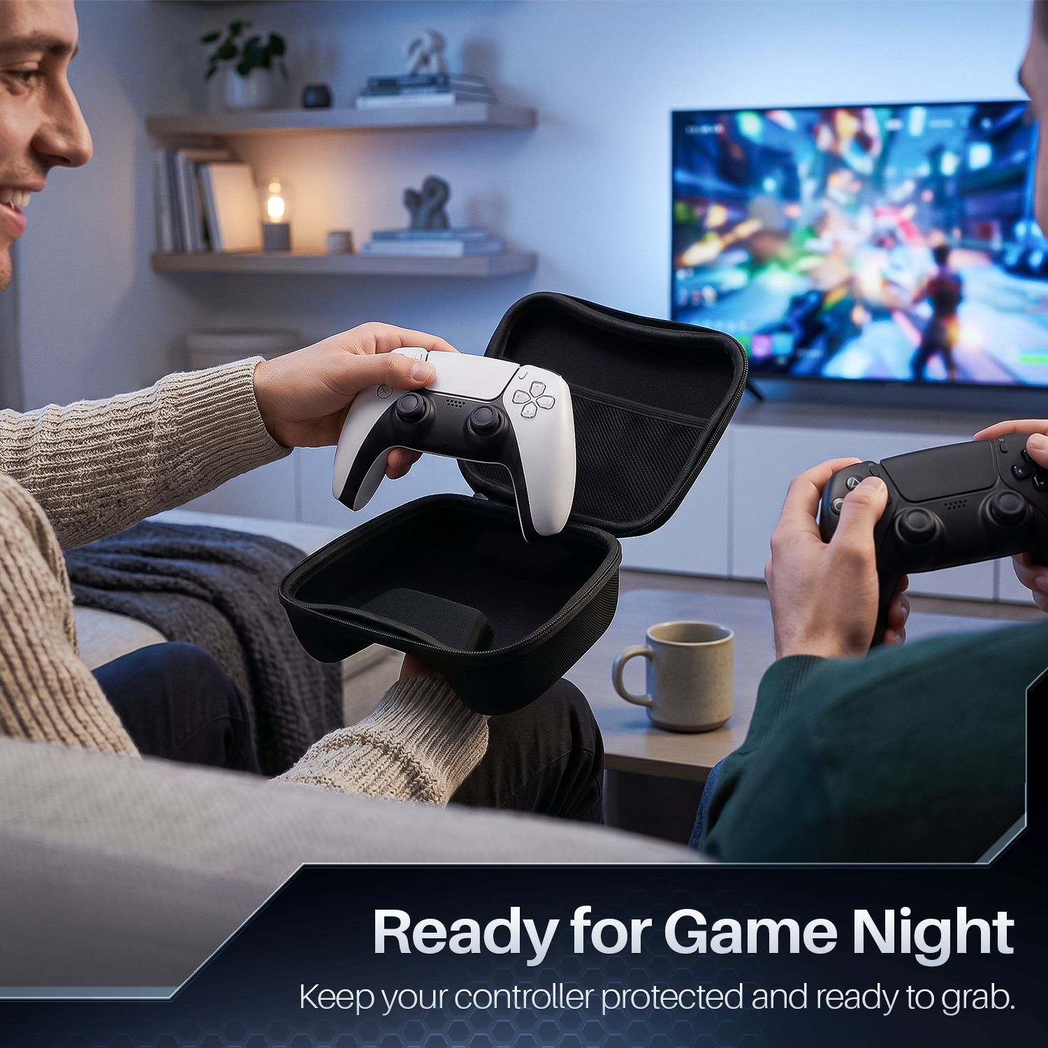 Oniverse Étui De Protection Rigide Pour Manette PS5, PS4, Xbox Series X|S – Housse Antichoc Avec Poignée, Intérieur Velours, Compartiment Accessoires + Kit Joysticks
