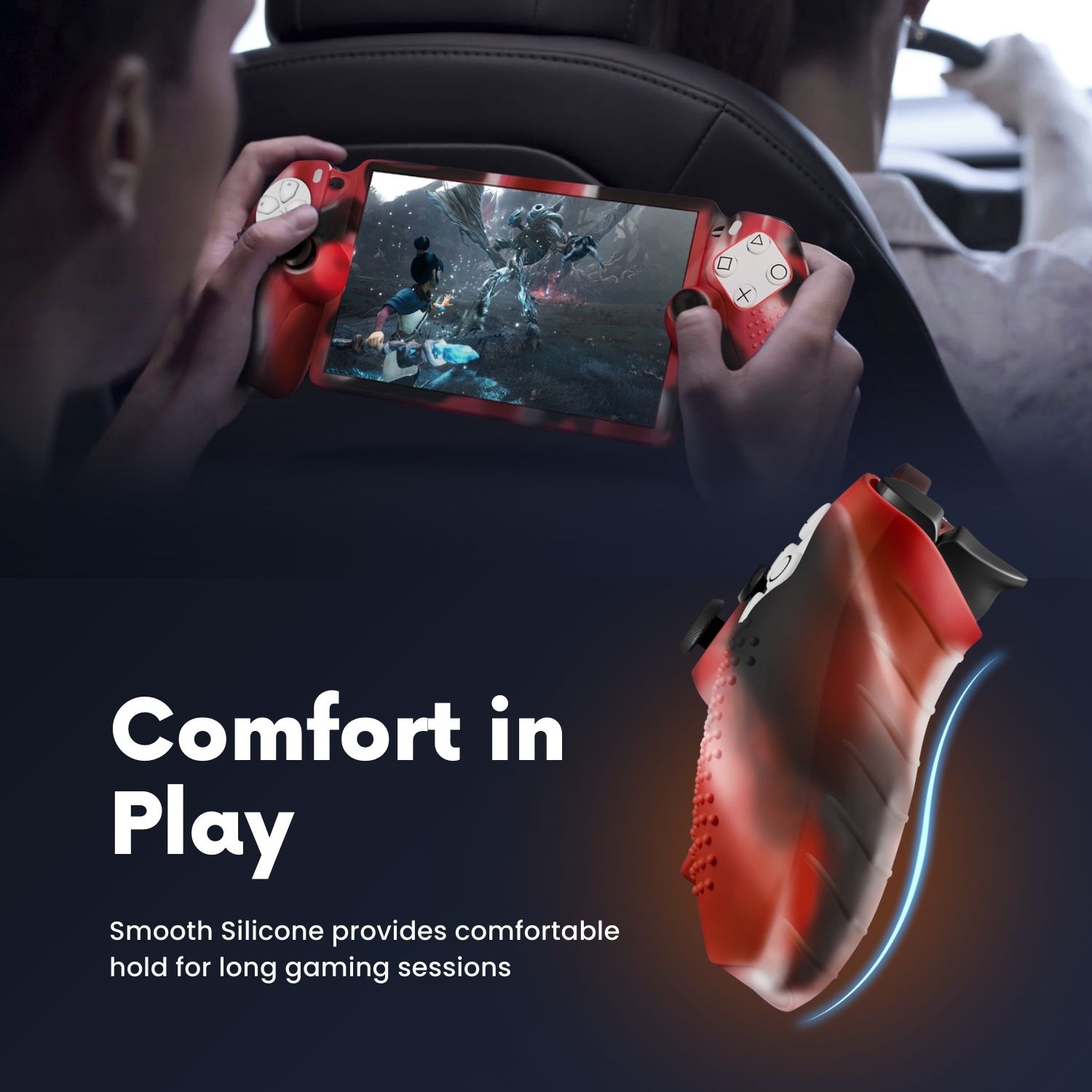 Ergonomic Design: This silicone case for PS5 Portable is an anti-slip, sweat-resistant material that enhances grip and reduces fatigue during long sessions, ensuring a comfortable gaming experience