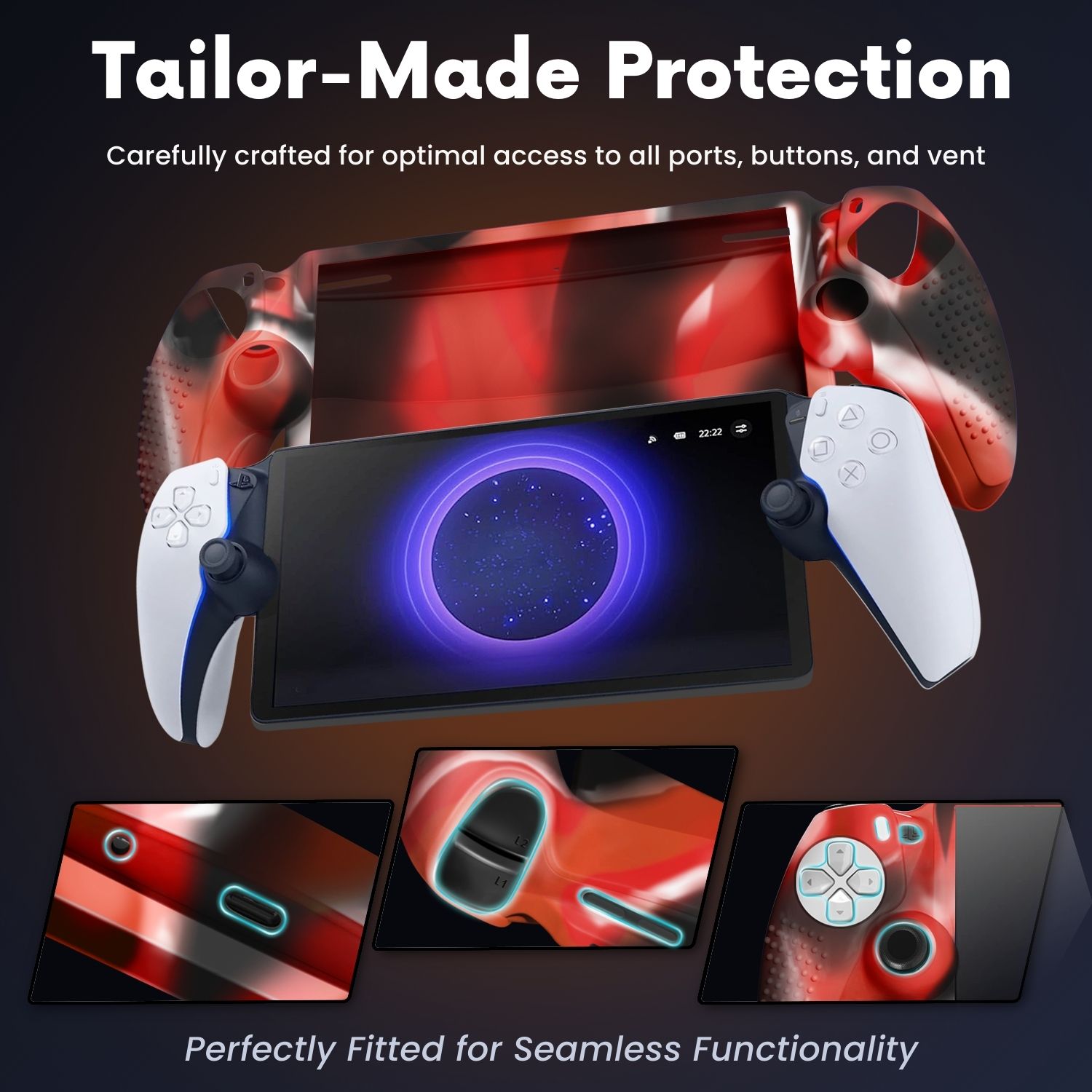 Easy to Install: This silicone case for PS Portal can be effortlessly installed. Slide your device into the case for a secure fit and immediate protection; no tools are required