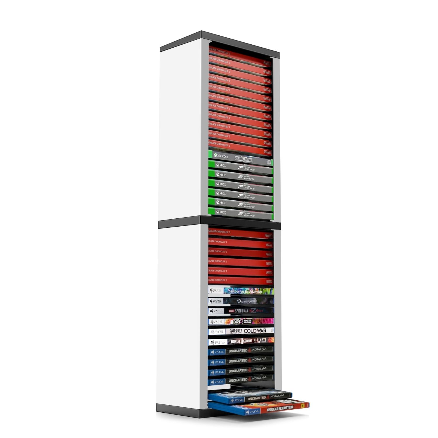 White Video Game Storage Tower for PS5, PS4, PS3, Nintendo