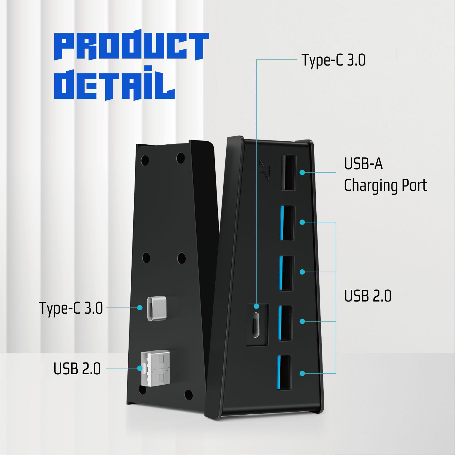 Mcbazel PS5 Console Hub USB2.0 5 Ports, Multiport Haute Vitesse
