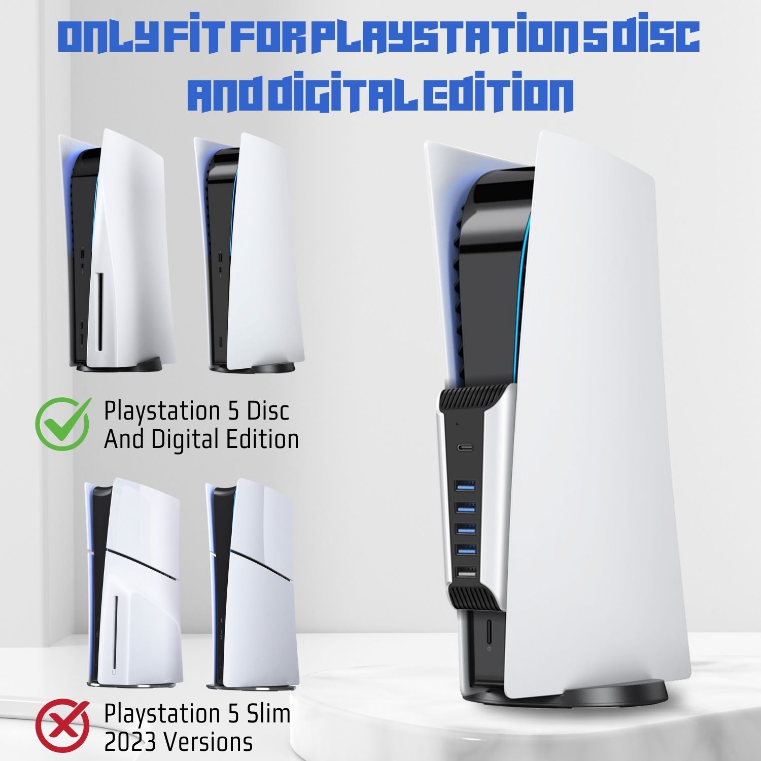 Stylish Design: This USB port for PS5 console with its simple and elegant design that matches the style of the console, making it the perfect gift for PS5 owners that will add beauty & versatility to the console