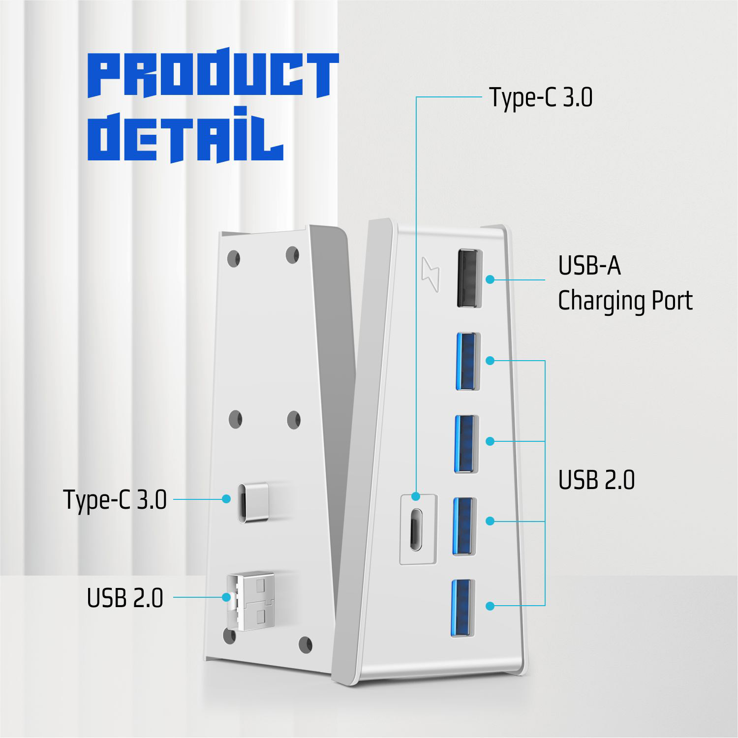 Universal USB Standards - 4 USB ports can be used for external devices such as Playstation 5 HD Camera, Microphone, Peripherals, or other USB gaming devices, for example, USB racing wheel or aircraft joystick. Please note: there is only one USB port that can support fast charging