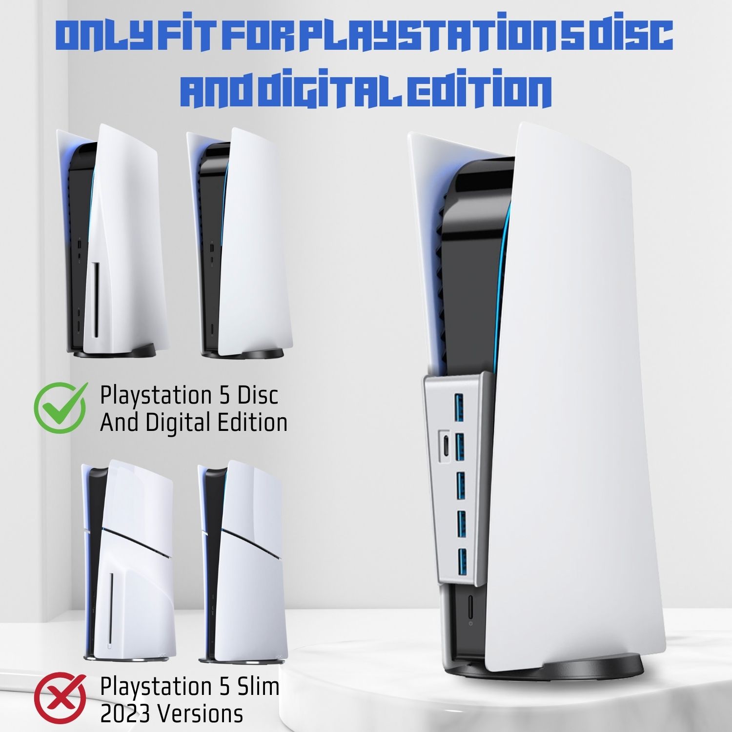 Note: Compatible with the front USB port on the PS5 only, not for the back USB port. Due to the USB 2.0 limitation at the front ports of PS5, may NOT work with an external drive or PSVR accessories with USB adaptor