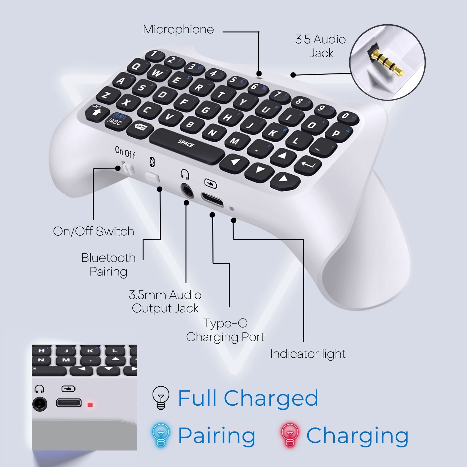 PS5 Keyboard for Controller - This PS5 chatpad keyboard attachment offers a new dimension to gaming, enabling complex key binds and quick text input, ideal for MMOs and strategy games