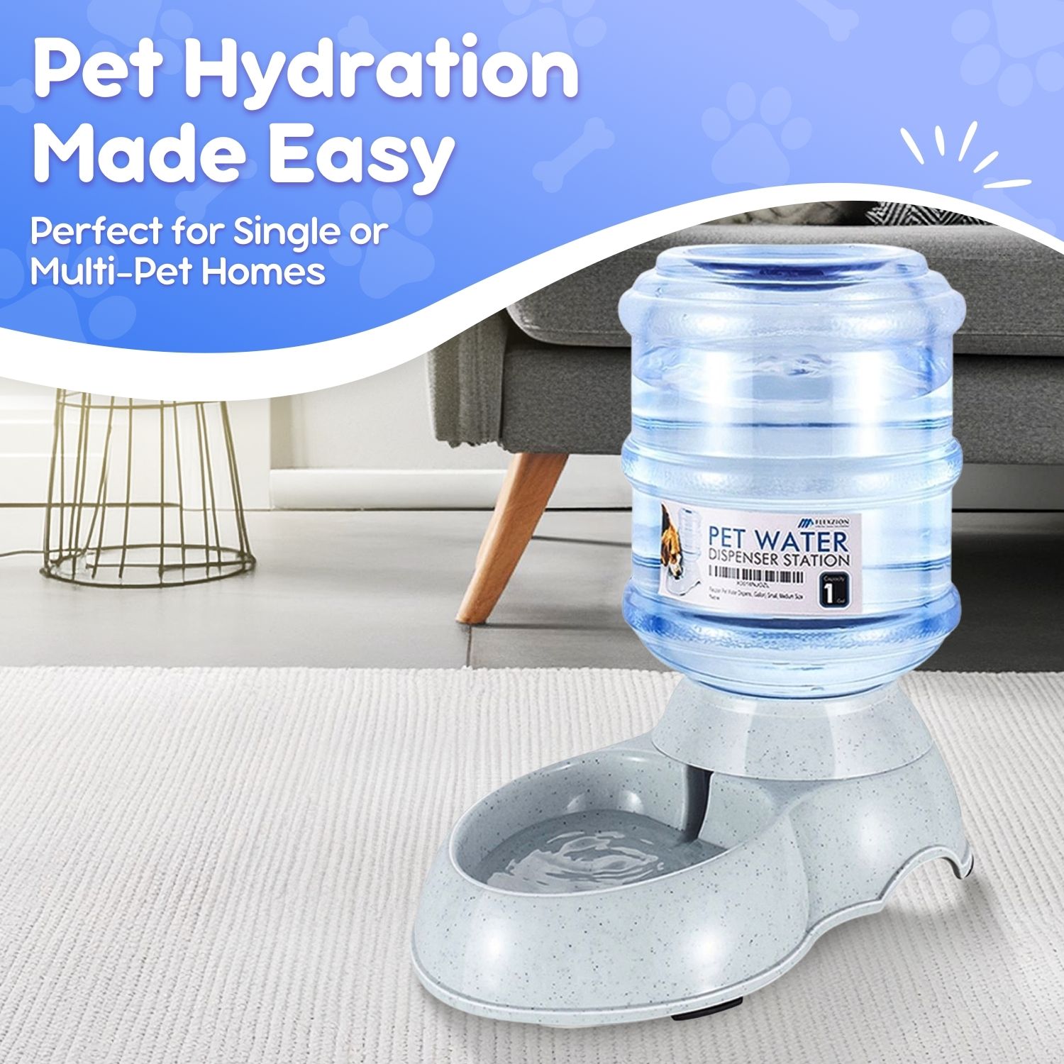 Pet Water Dispenser Station Self Replenish Waterer Drinking Fountain, 1