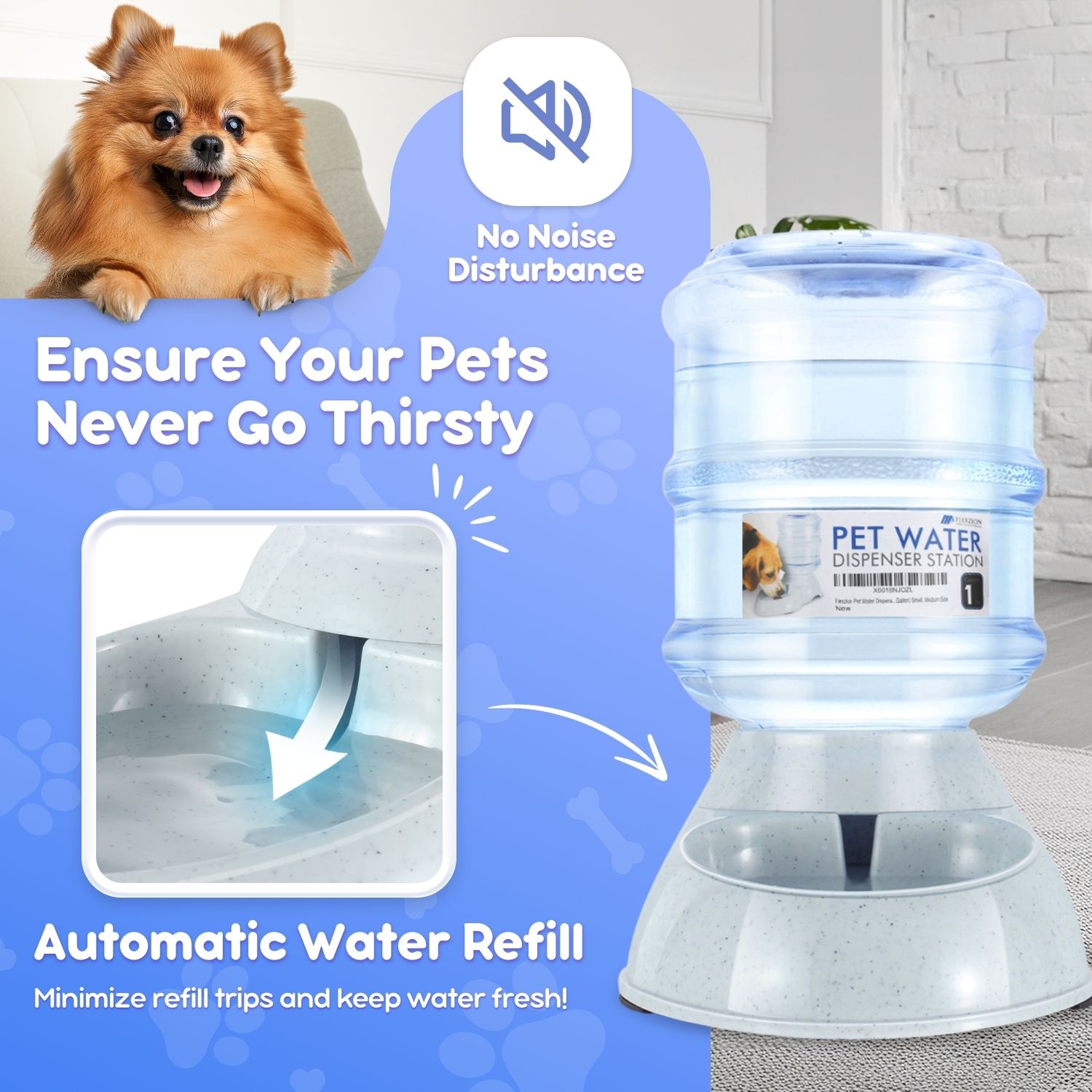 Pet Water Dispenser Station Self Replenish Waterer Drinking Fountain, 1 Gallon eBay