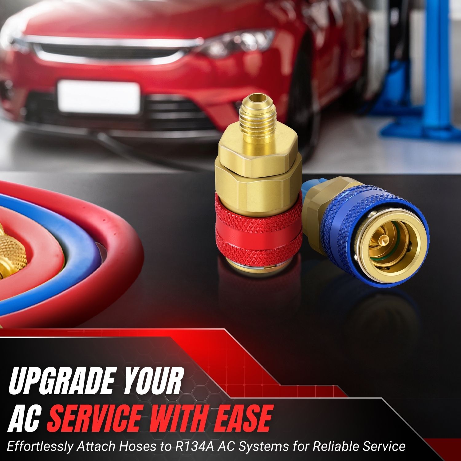 Acouto Pair of R134a Car Air Condition Fluoride Joints Quick Couplers Connectors for Refrigerant R134a
