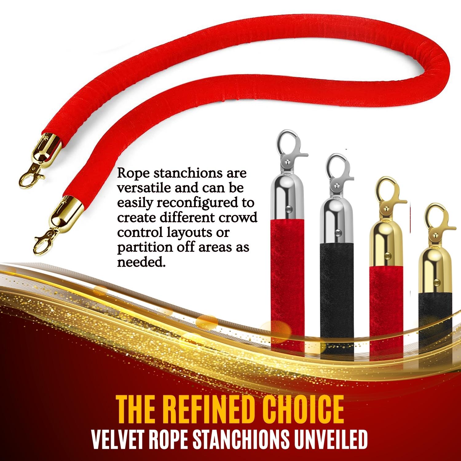 Wide Range of Application - Great for crowd control and the line dividing at churches, grand openings, movie theater decor, theater carpet, museums, casinos, restaurants, hotels, concert venues, and trade shows events to direct and stop crowds with velvet rope barrier without the need of tacky directions