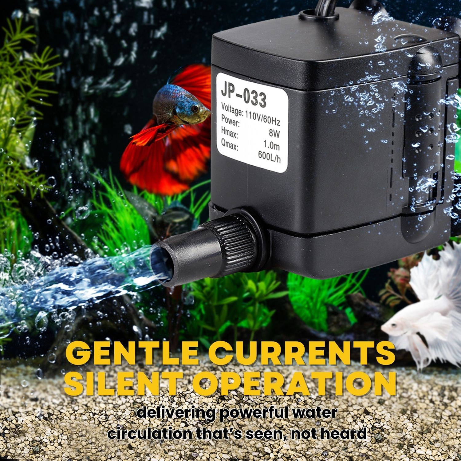 160 GPH Submersible Pump Aquarium Fish Tank Powerhead Fountain Water