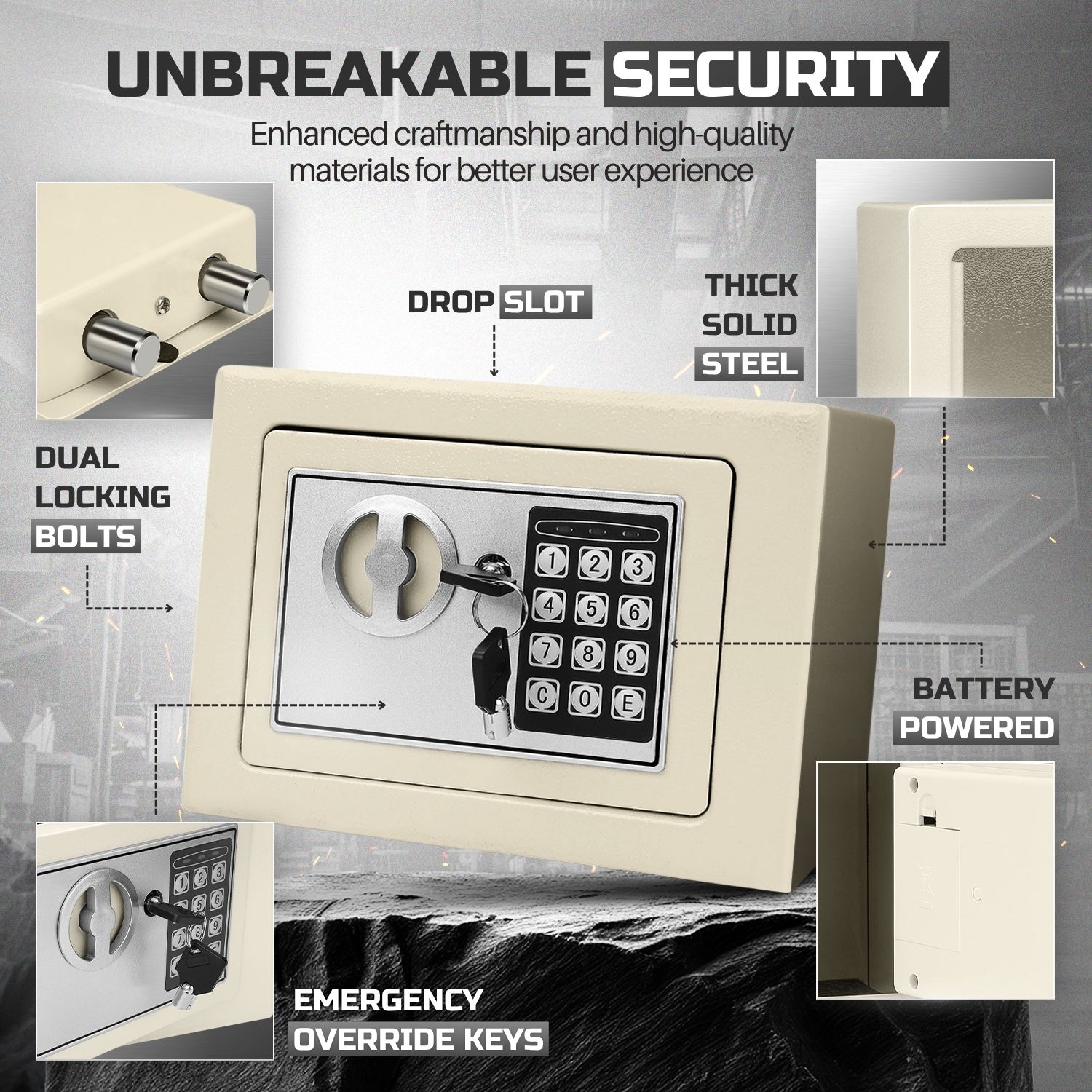 Electronic Depository Safe Box Drop Slot Opening Keypad ...