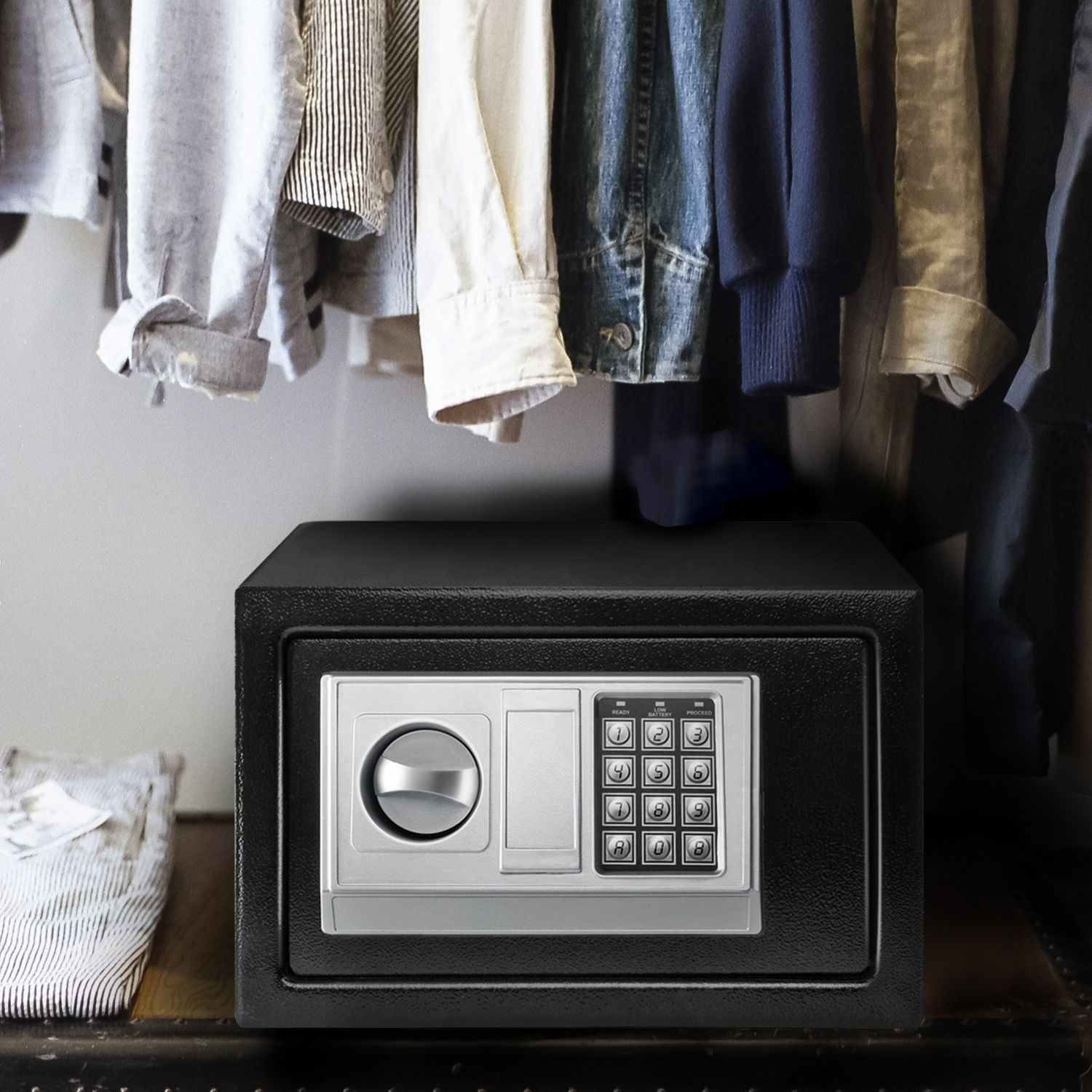 Emergency Access with Override Keys: This bedroom safe includes two backup keys, allowing you to open the mini safe for money if the code is forgotten or the batteries run out. The safe box with key ensures reliable access whenever needed