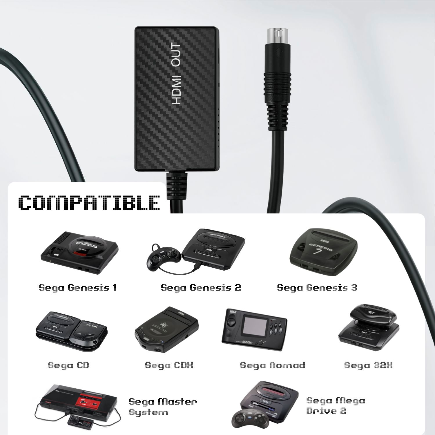Sega Genesis HDMI Cable Compatible with Sega CD, CDX, 32X, Nomad