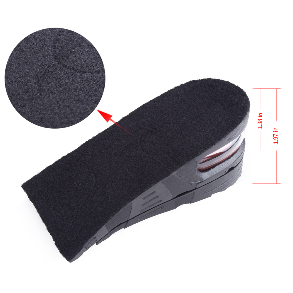 Adjustable layer system: adjust the thickness for your desired height increase, 3.5~5cm up; Increase height by approximate 1~5cm with heel lifts multi layers (individually removable)