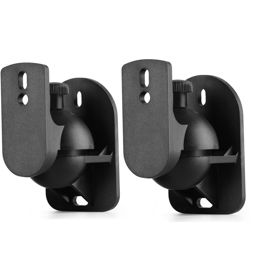 Universal Satellite Speaker Wall Mount Bracket Ceiling Mount Clamp with Adjustable Swivel and Tilt Angle Rotation For Surround Sound System Satellite Speakers - 1 Pair Set of 2, Black