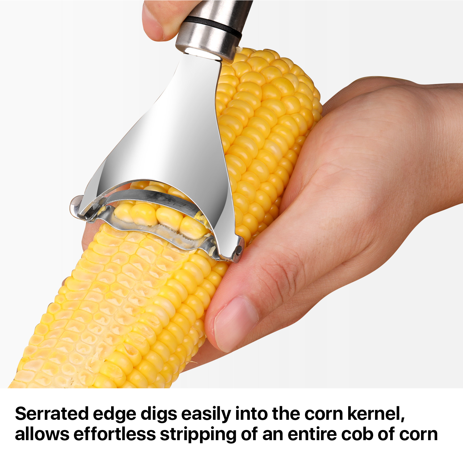 Stainless Steel Corn Cob Slicer Peeler Zipper Kernel Cutter with