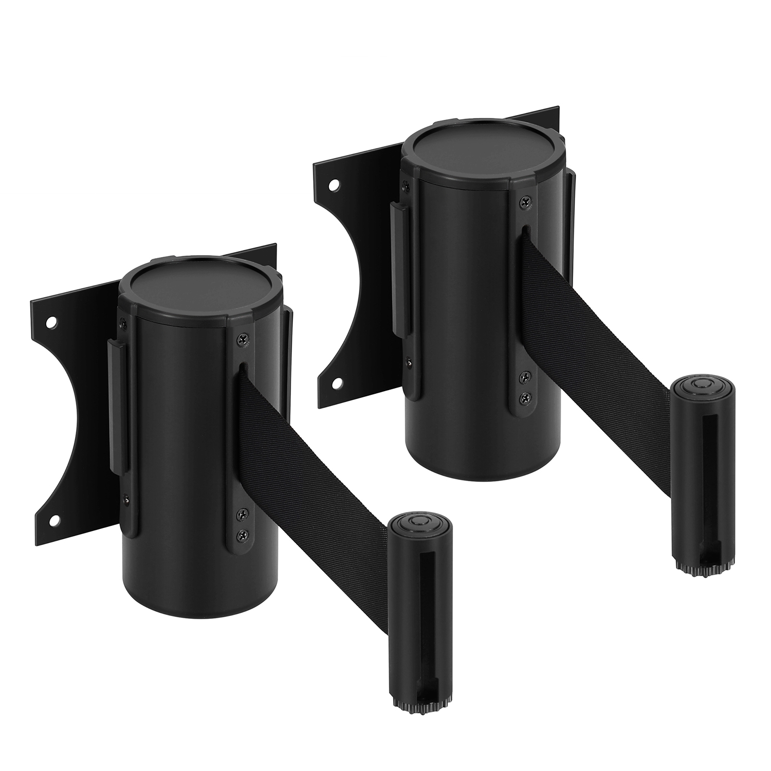 Crowd Control Retractable Belt Barrier - 10Ft 3m Wall Mounted Safety Barrier Belt, Queue Line Dividers with Slow-Retract Nylon Rope Belt & Sturdy Steel Black Case for Indoor/Outdoor, 2 Pack