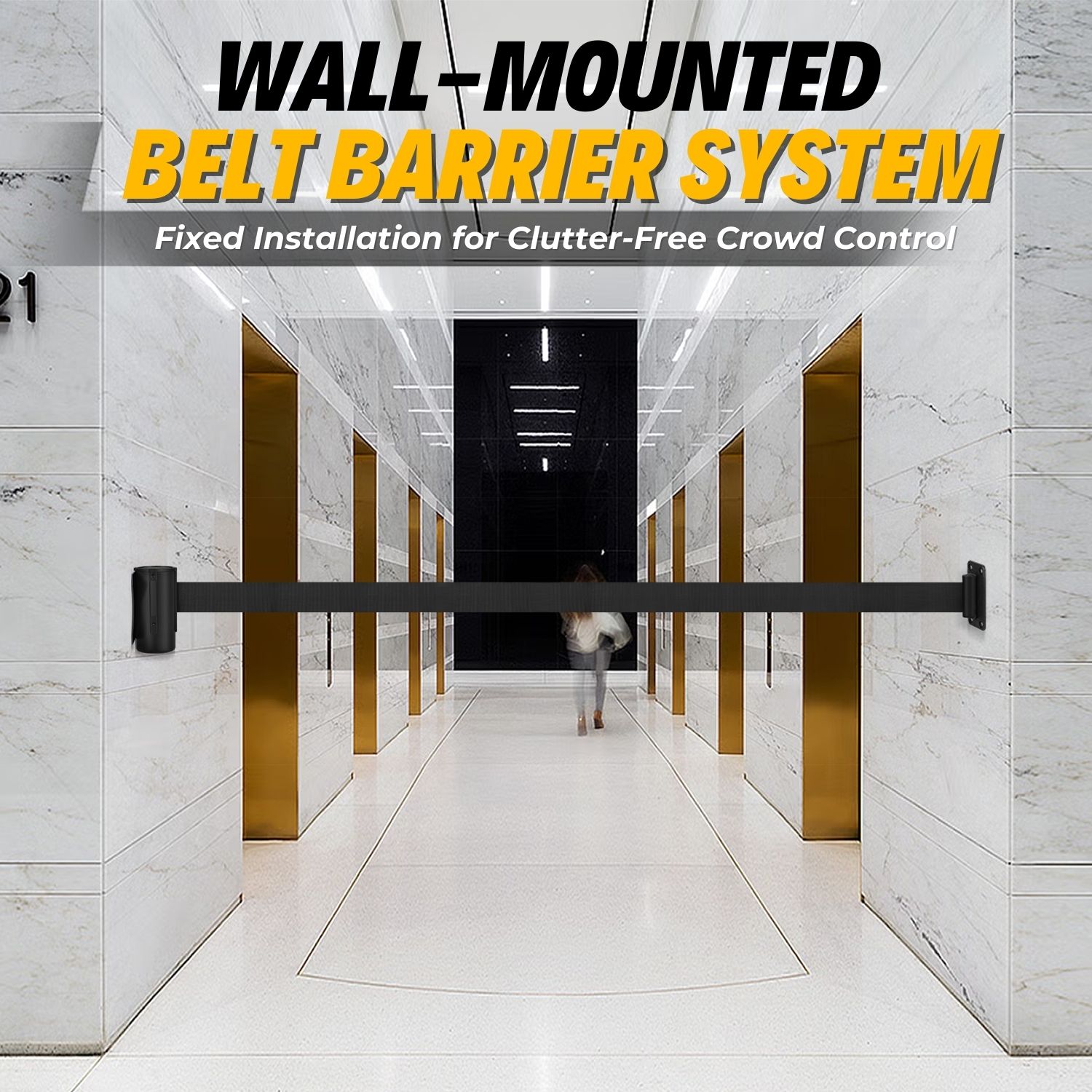 Space-Efficient Control: This wall-mounted retractable safety belt enhances safety and organization without the bulk of traditional stanchions, complete with a universal belt end, plugs, and screws for easy connection.