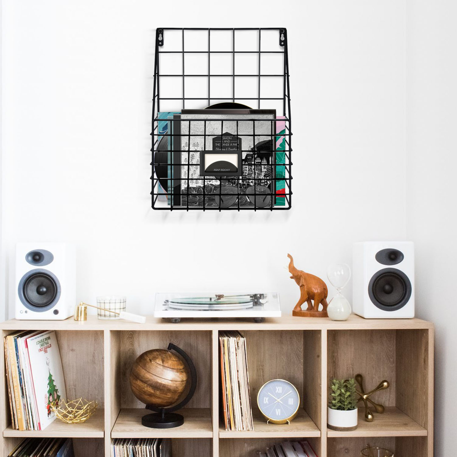 Ridged Powder Coated Metal Wire Shelving - Clean sleek heavy-duty Basket brings a vintage industrial rustic shelving vibe to any wall; Safe keep your mail/letters/postcards, shower gel/shampoo, and kitchen herbs, spices, oils, and much more