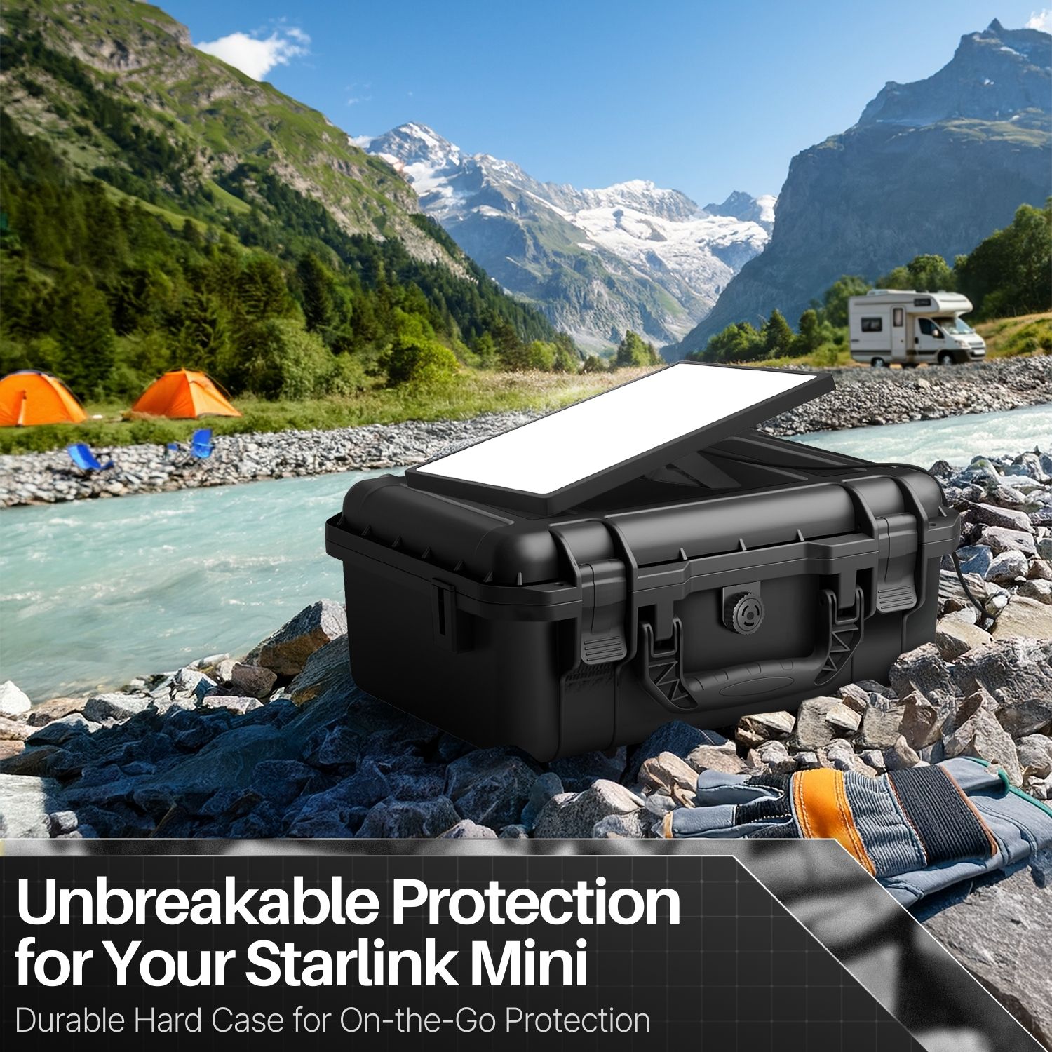 TNP for Starlink Mini Case - IP67 Waterproof Hard Travel Case for Starlink Mini - Precision Cut Foam for Satellite Dish, Kickstand, Pipe Adapter, Power Supply, & Cables, Ideal for Outdoor & Camping