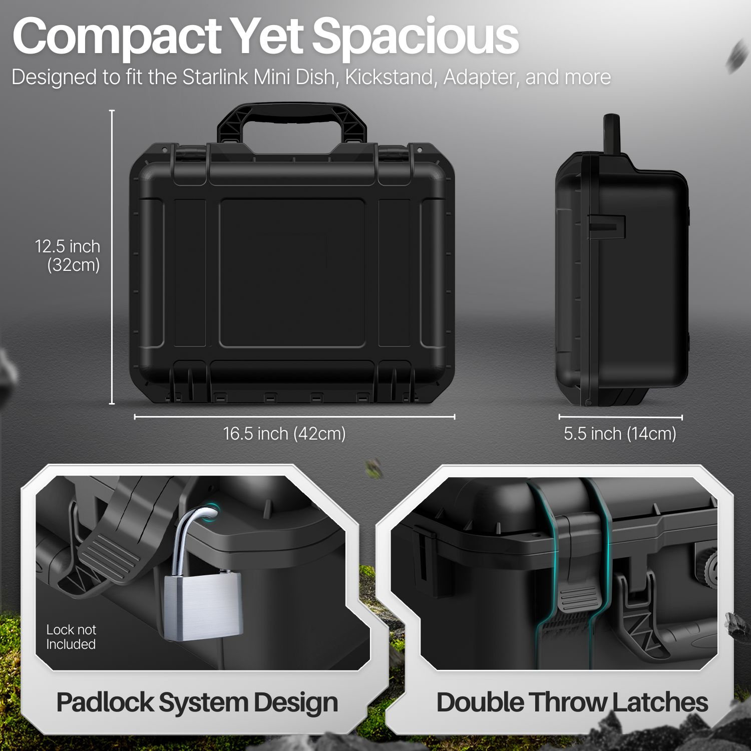 TNP for Starlink Mini Case - IP67 Waterproof Hard Travel Case for Starlink Mini - Precision Cut Foam for Satellite Dish, Kickstand, Pipe Adapter, Power Supply, & Cables, Ideal for Outdoor & Camping