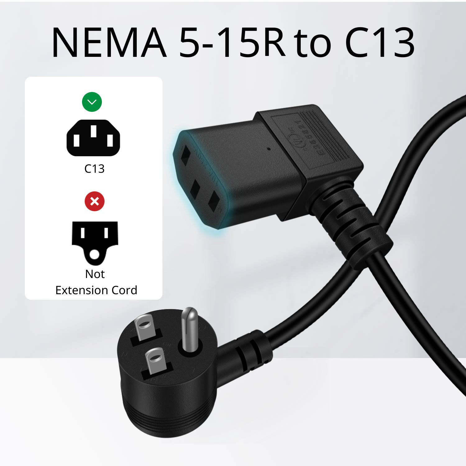 Safe and Reliable - This NEMA 5-15 Plug is UL Listed to meet the requirements for safety (fire or shock hazard) to ensure customers' safety and satisfaction.