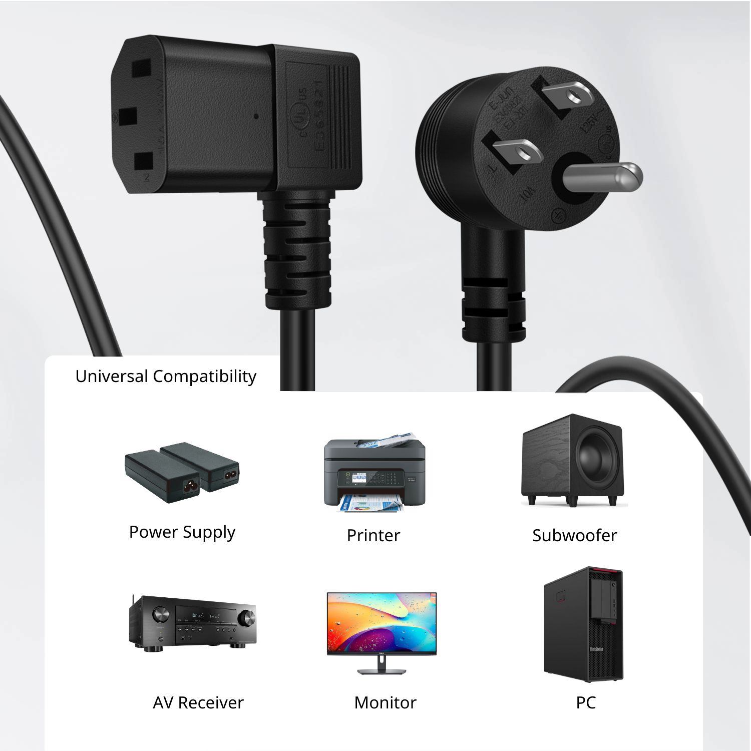 Heavy duty fully molded strain relief connectors grip securely in place. 18AWG cable size with sturdy construction provides a snug and stable connection