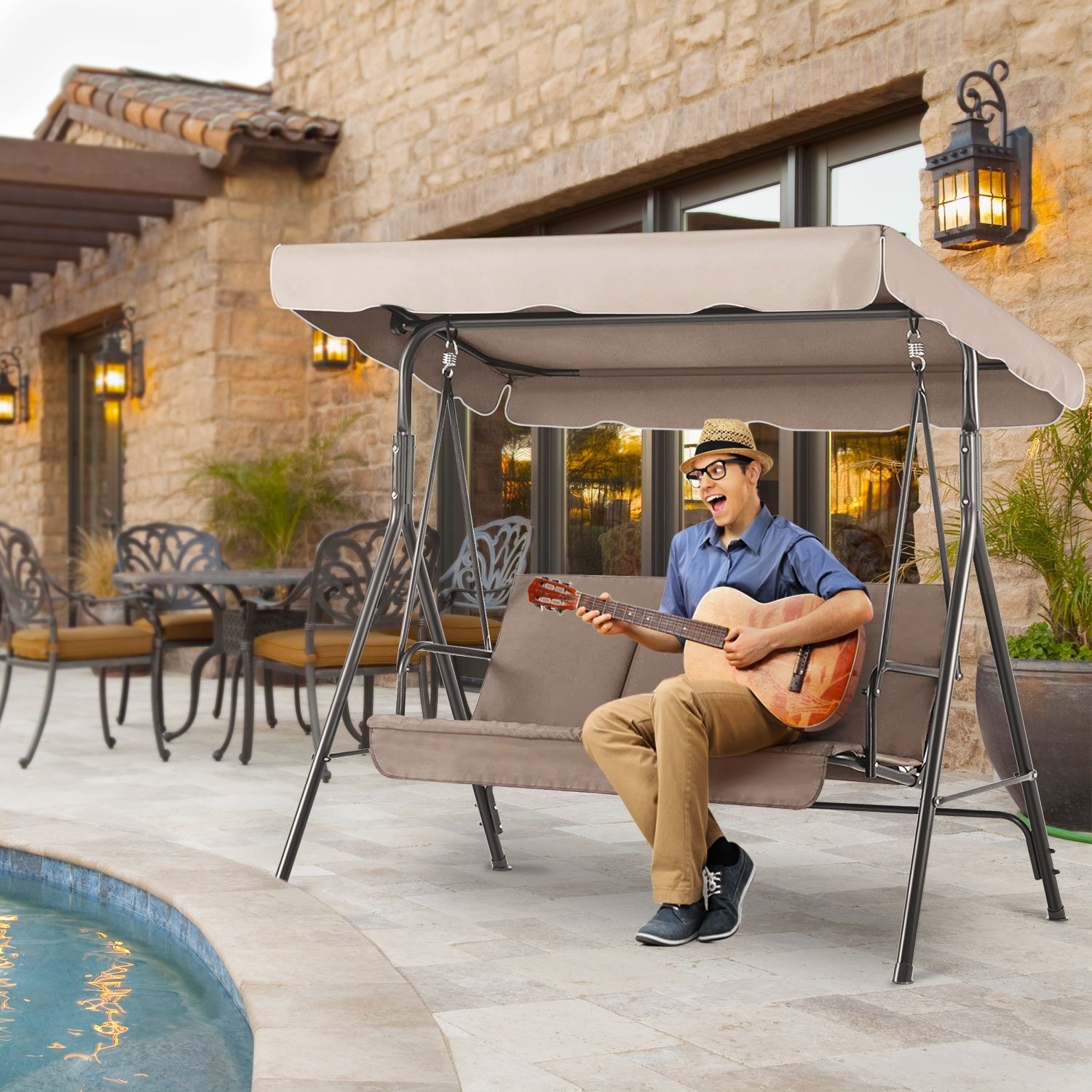 UV Protection and Weather Resistant -  The patio swing canopy replacement is durable UV blocking & water, mildew, fade and stain resistance; Offering protection from the blazing sun and creating shade to enjoy outdoor canopy swing bench; Water resistance PA coating protects your swing and enables you to continue relaxing in the rain