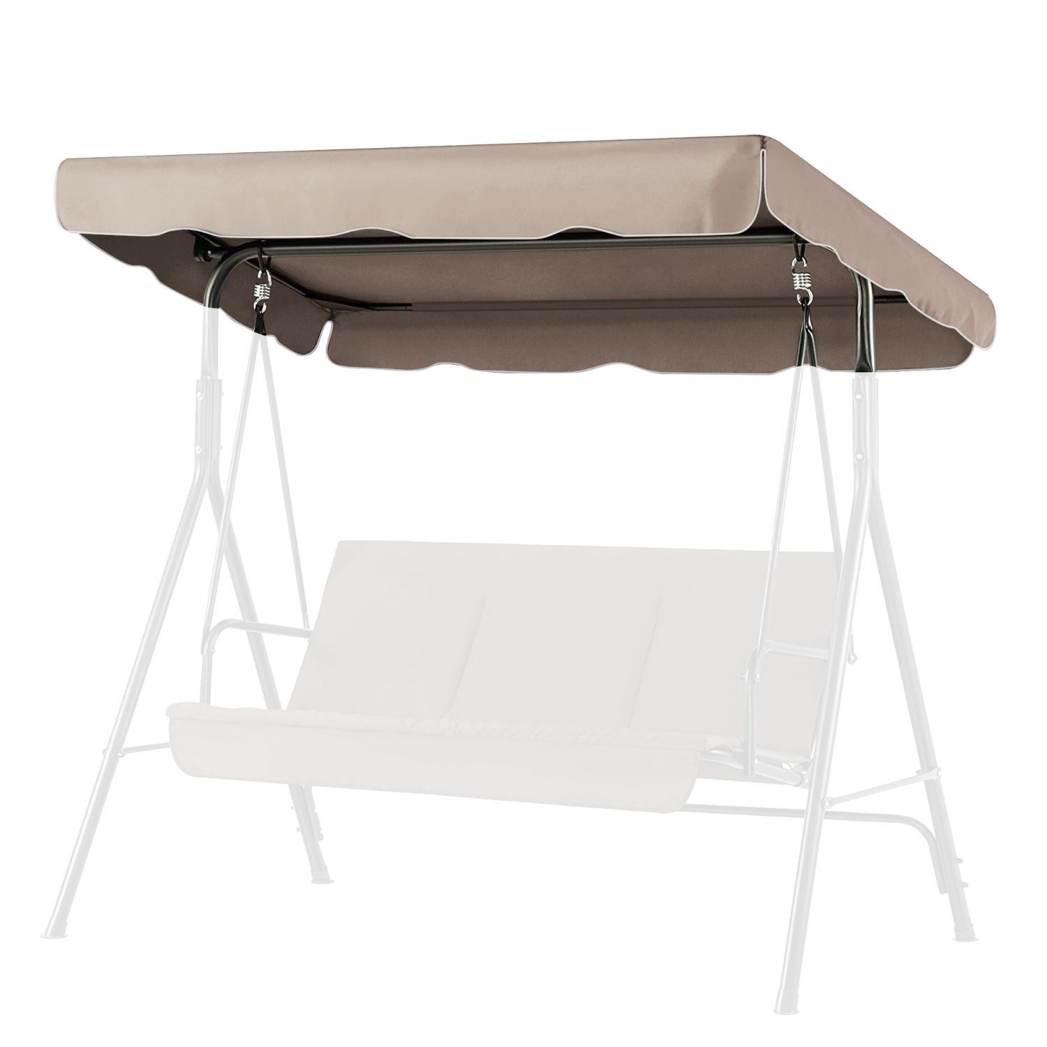 Porch Swing Canopy Replacement Patio Swing Cover, Beige 77"X43" 2 Seat Bench Glider Swings Shade Top Fabric UV Weather Waterproof For Outdoor Garden Patio Yard Park Porch Seat Furniture