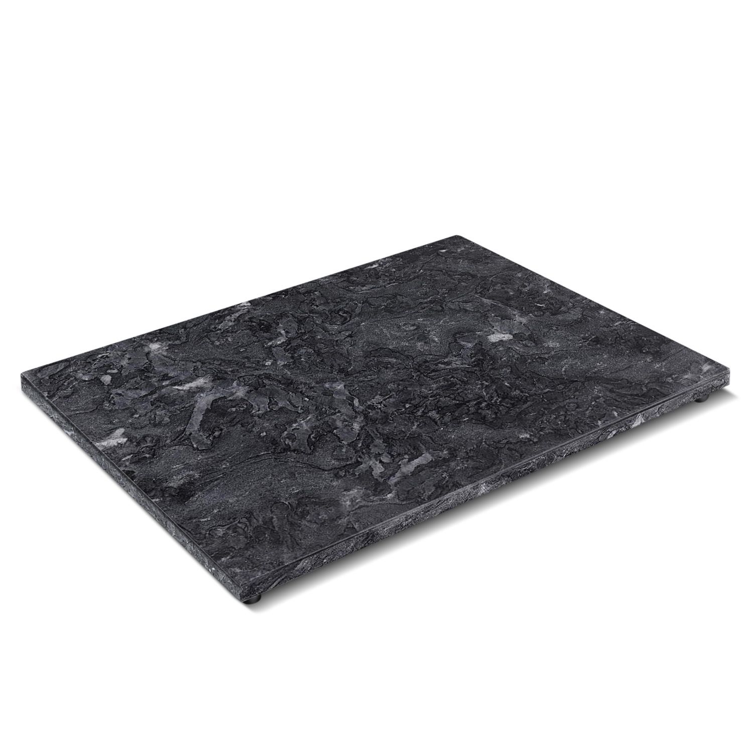 Marble Pastry Board w/ Non-Slip Rubber Feet, Black, 11.5"x15" Non-Stick Stain & Heat Resistant Charcuterie Cheese Dough Cutting Serving Cutlery Board Tray for Parties, Kitchen