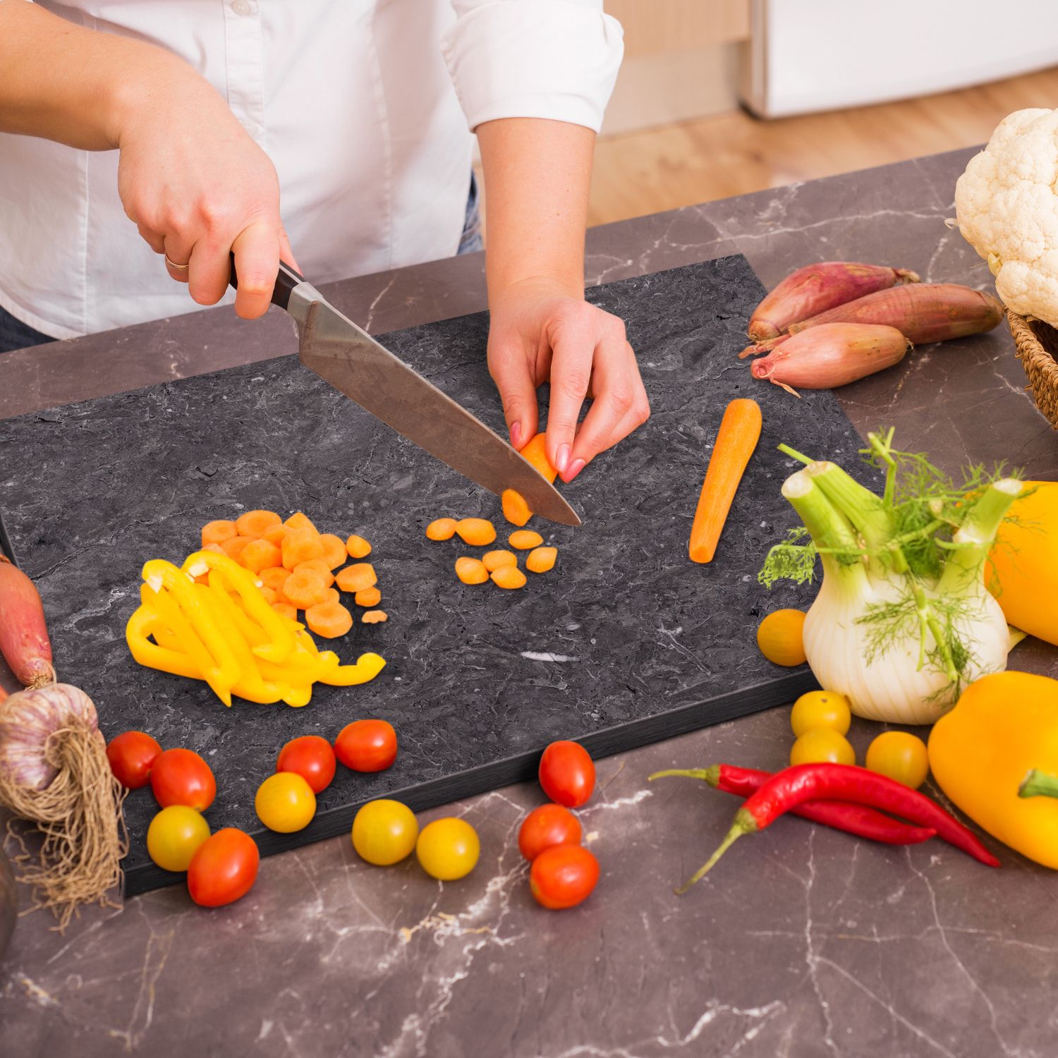 Easy to Clean - with a Non-porous surface to prevent food from sticking to the marble trivet. To clean, gently hand wash with soap and water. Wipe down excess moisture before storing