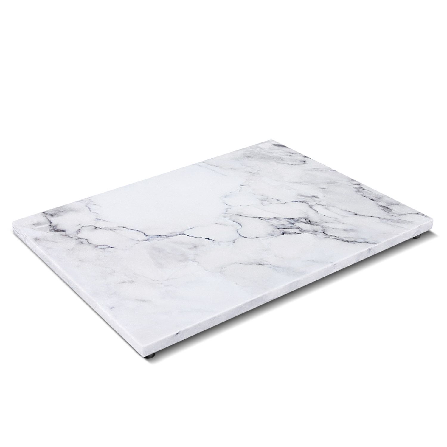Marble Pastry Board w/ Non-Slip Rubber Feet, Gray, 11.5"x15" Non-Stick Stain & Heat Resistant Charcuterie Cheese Dough Cutting Serving Cutlery Board Tray for Parties, Kitchen