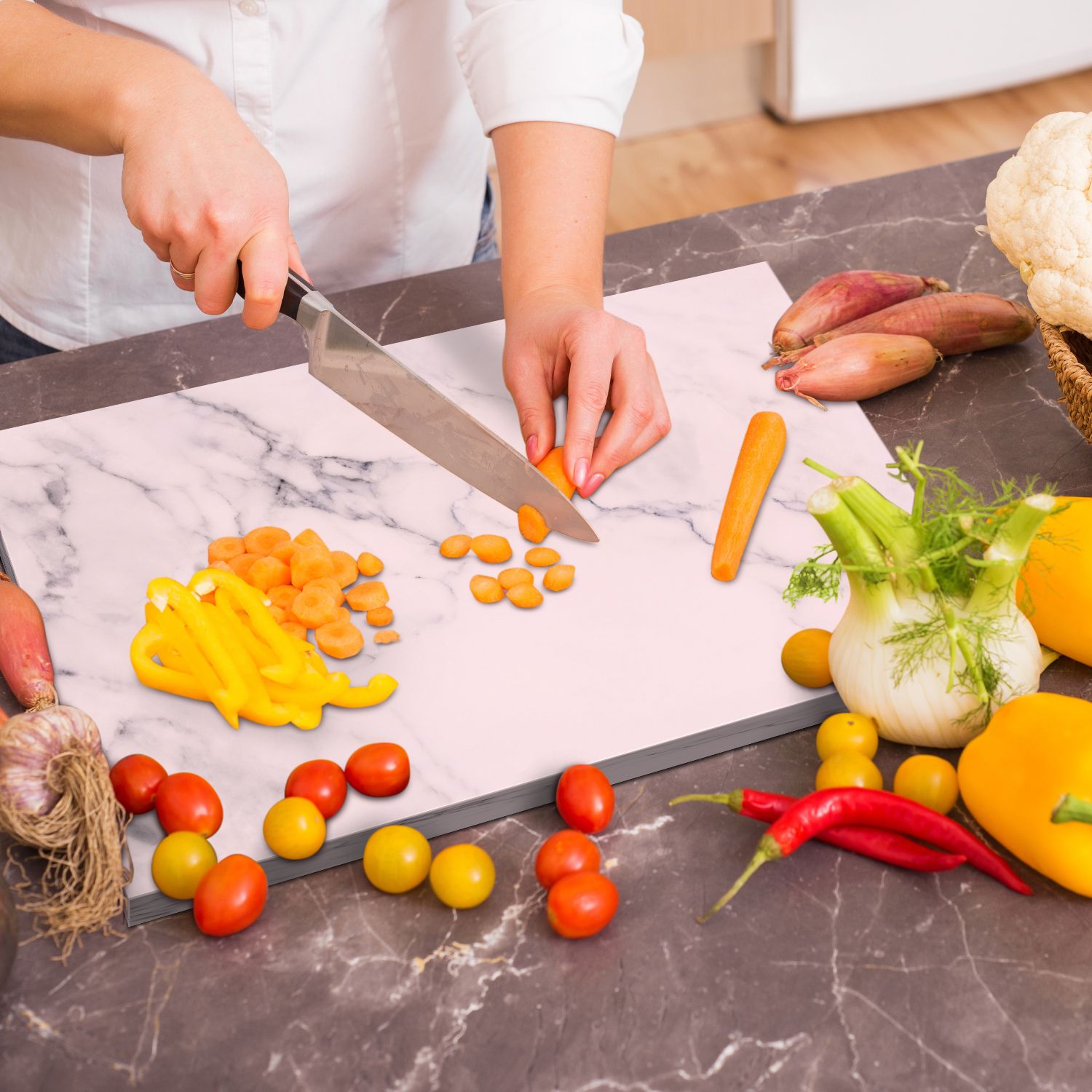 Easy to Clean - with a Non-porous surface to prevent food from sticking to the marble trivet. To clean, gently hand wash with soap and water. Wipe down excess moisture before storing