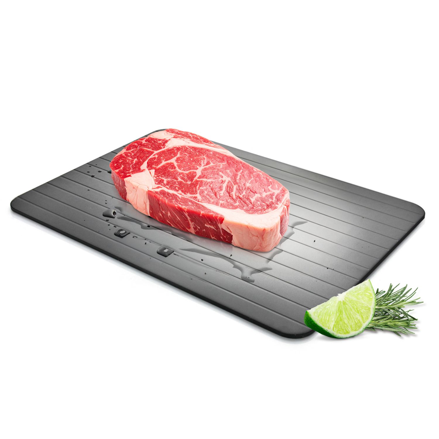 Fast Defrosting Tray Quick Frozen Meat Thawing Plate Aluminum Alloy Metal Board Thaw Food Beef Pork Chop Fish Faster Without Electricity, Microwave, or Hot Water in Minutes Time Saving, Black