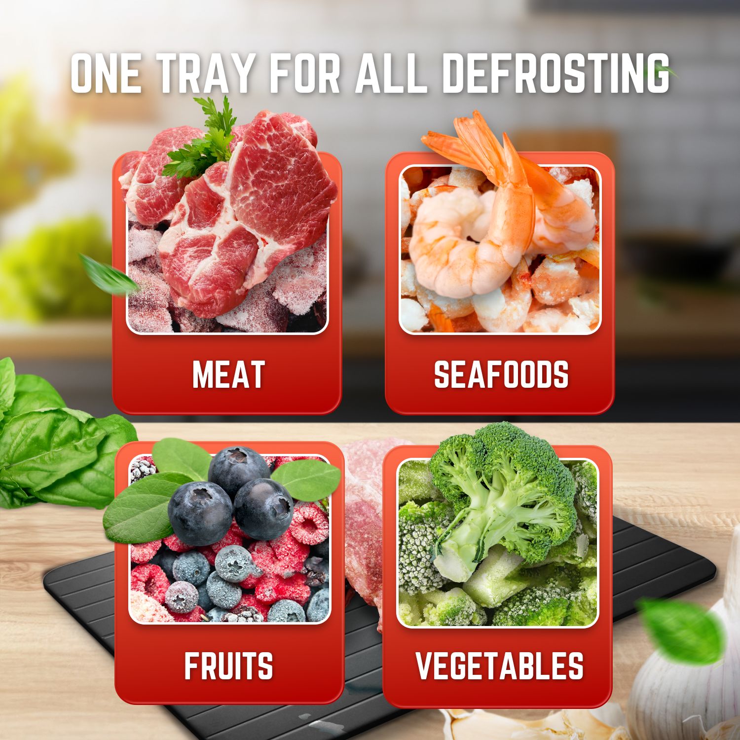 Low-Maintenance Thawing Mat for Frozen Meat &ndash; Built with a non-stick surface, our defrosting mat for frozen meat allows easy clean-up after each use. For best care, hand wash is recommended, although it's also dishwasher safe