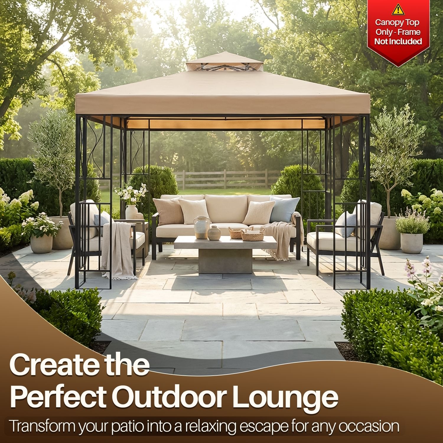 12x12 Ft (3.6m x 3.6m) Gazebo Replacement Cover - The best protection against the sun and rain. It protects you from UV rays during the hot summer and is more than sufficient to protect you from wind and rain. Making sure you, your family, and your friends are safe from the weather