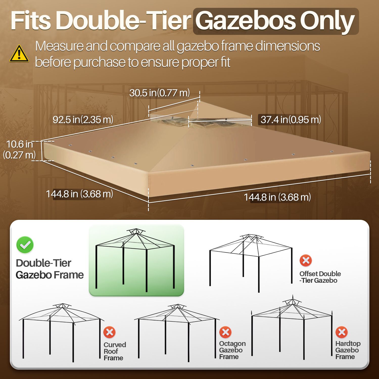 Double Tier Design - The canopy cover has a two-tiered roof structure. The double-top cover is supplied with a gauze net in the midsection. The unique design allows air and smoke to pass through efficiently