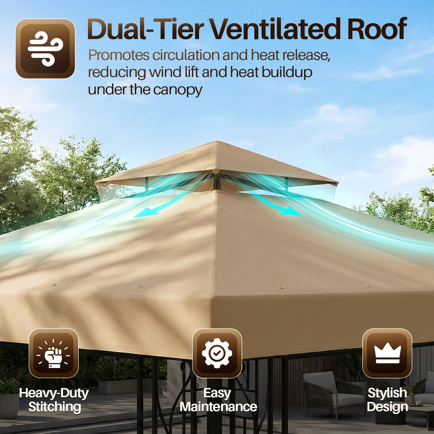 Outdoor Use - This outdoor canopy replacement tent is ideal for outdoor patio recreational activities, commercial activities, outdoor celebrations, birthday parties,&nbsp;events, picnics, barbecues, and social activities