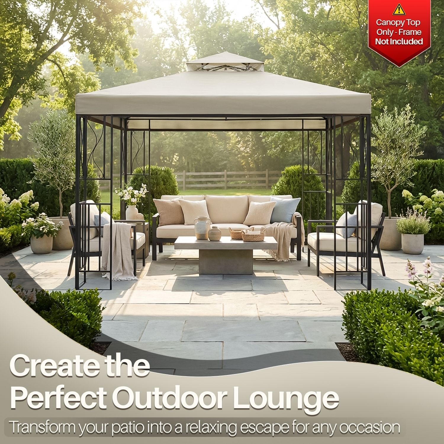 12x12 Ft (3.6m x 3.6m) Gazebo Replacement Cover - The best protection against the sun and rain. It protects you from UV rays during the hot summer and is more than sufficient to protect you from wind and rain. Making sure you, your family, and your friends are safe from the weather