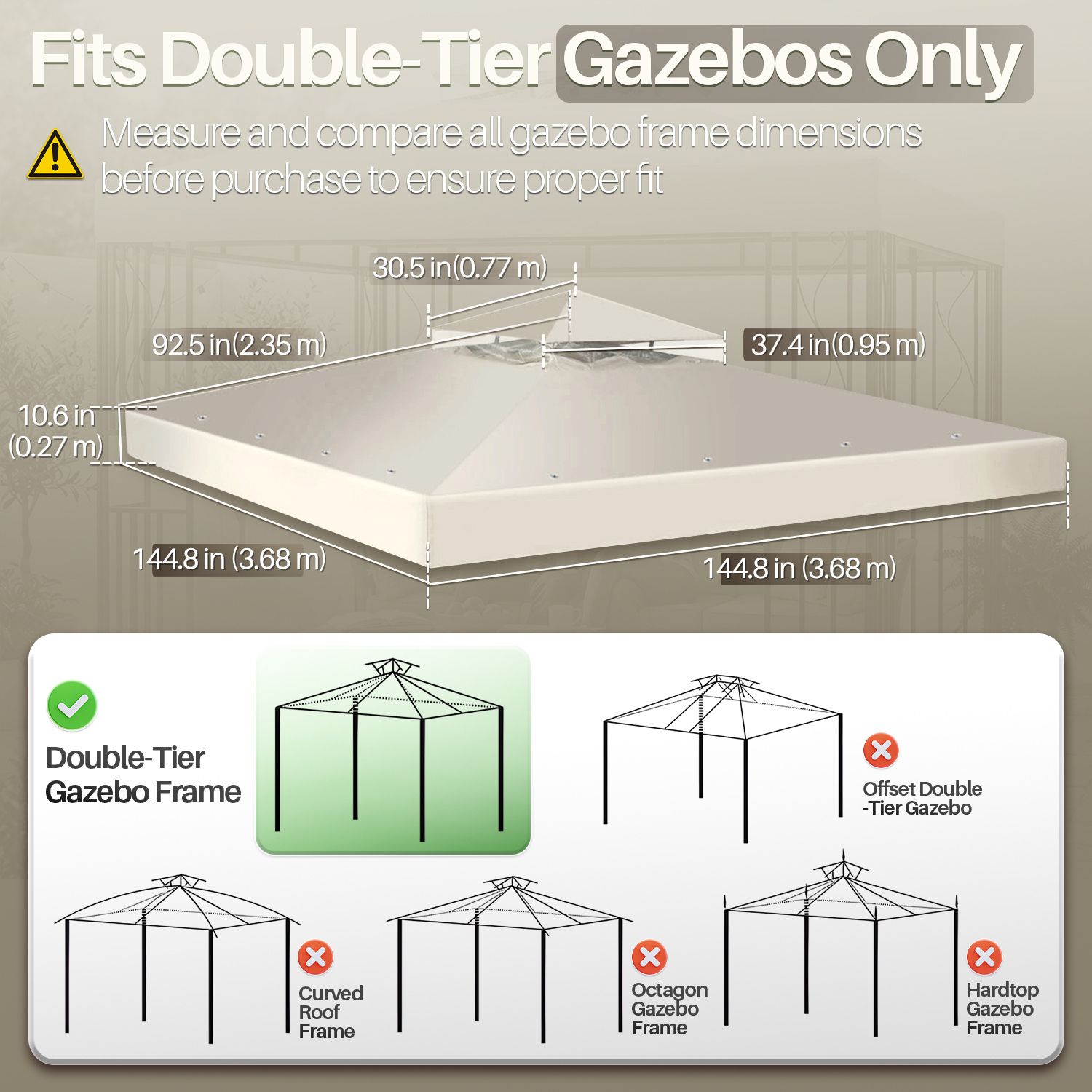 Double Tier Design - The canopy cover has a two-tiered roof structure. The double-top cover is supplied with a gauze net in the midsection. The unique design allows air and smoke to pass through efficiently