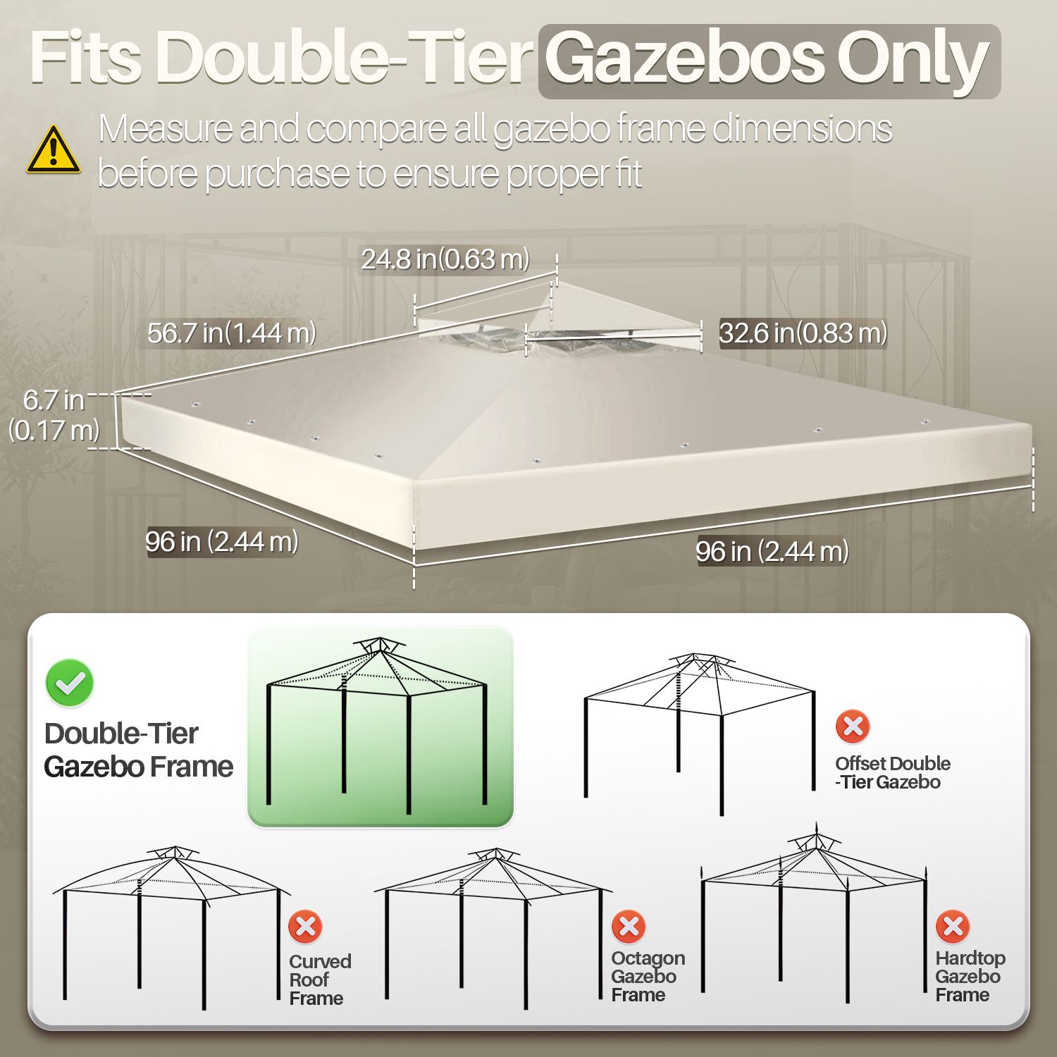 Double Tier Design - The canopy cover has a two-tiered roof structure. The double-top cover is supplied with a gauze net in the midsection. The unique design allows air and smoke to pass through efficiently