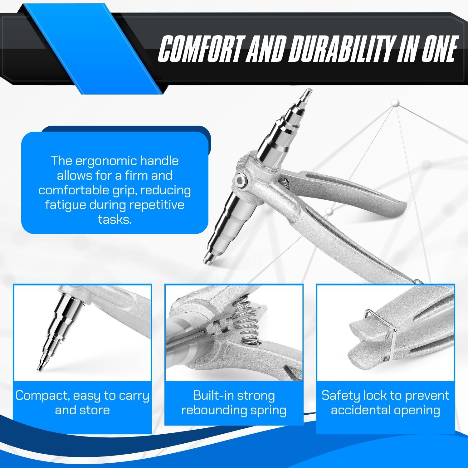 Safe Storage - Our copper pipe drill expanding tool is equipped with an operation lock for compact storage and to prevent accidental opening for a safe repair experience