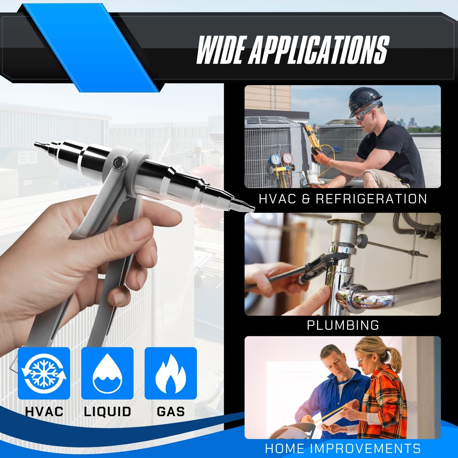 Maximum Leverage - Designed for optimal leverage with wide handles and an effortless rebounding spring, this copper tube expander ensures quick and easy tube expansions