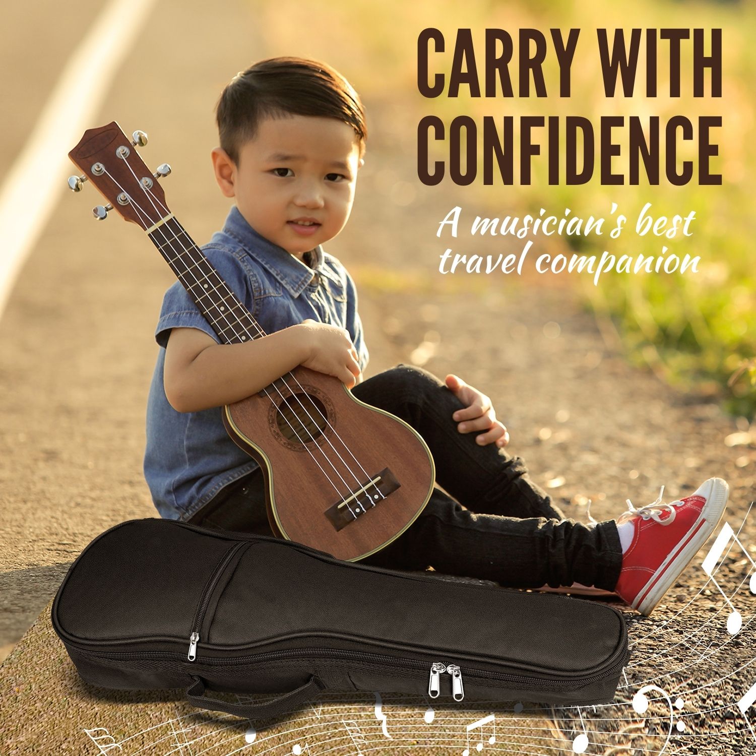 ukulele with travel bag