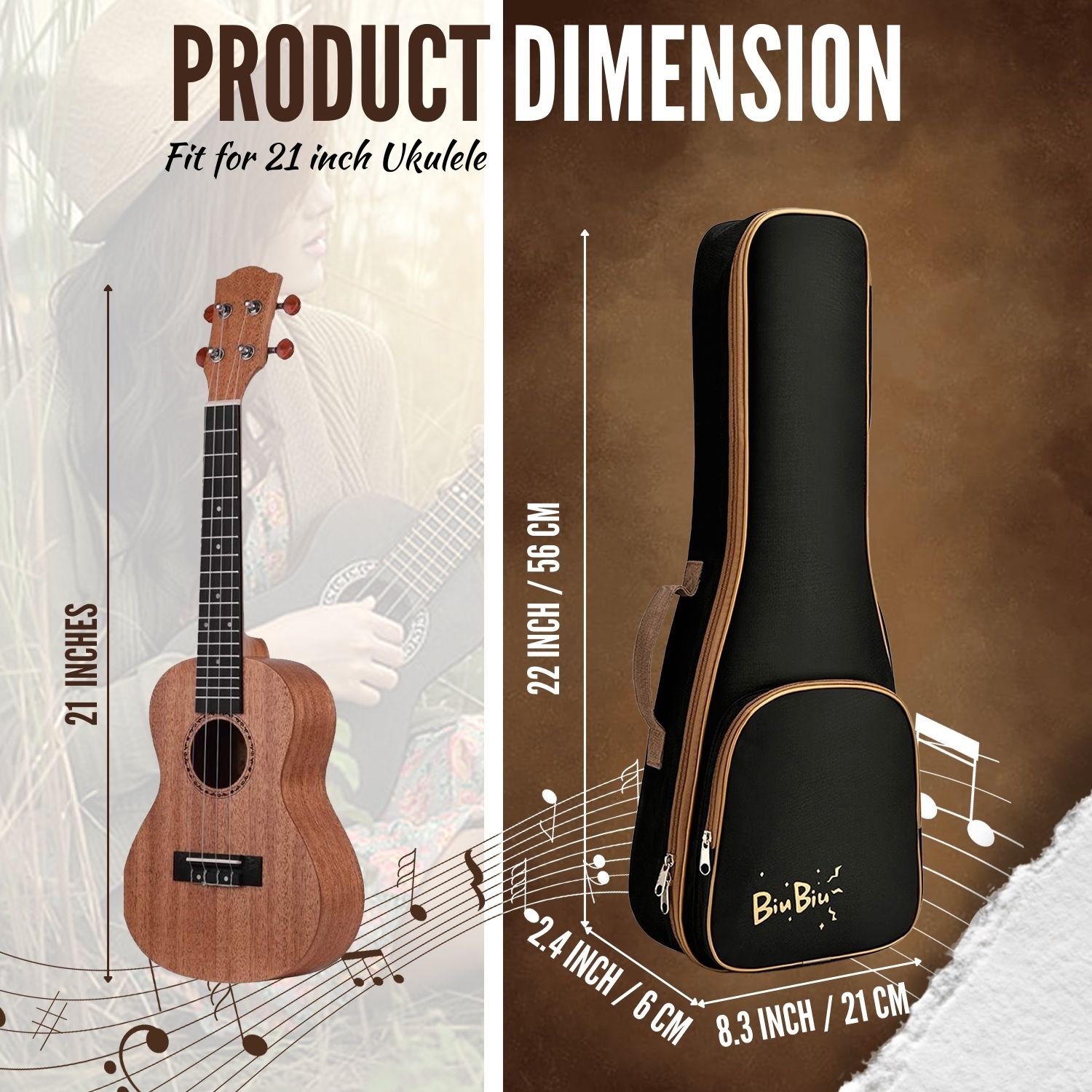 Material - Made from a high-quality, abrasion-resistant nylon material that safeguards your instrument against bumps and moisture. The padding protects your Ukulele from daily wear and tear and accidental impacts