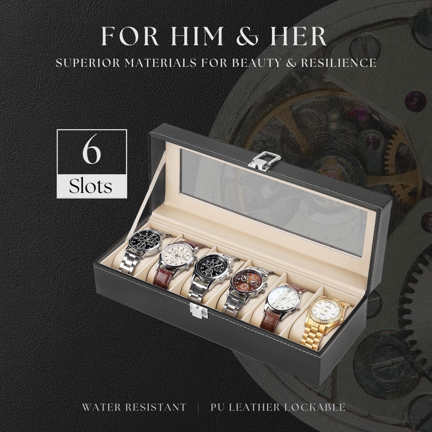 Watch Box Organizer For Men And Women Jewelry Watch Case Display (6