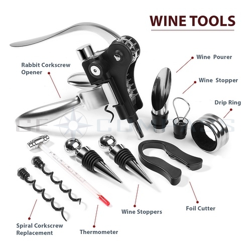 Wine Bottle Rabbit Opener Corkscrew Collar Pourer Set  