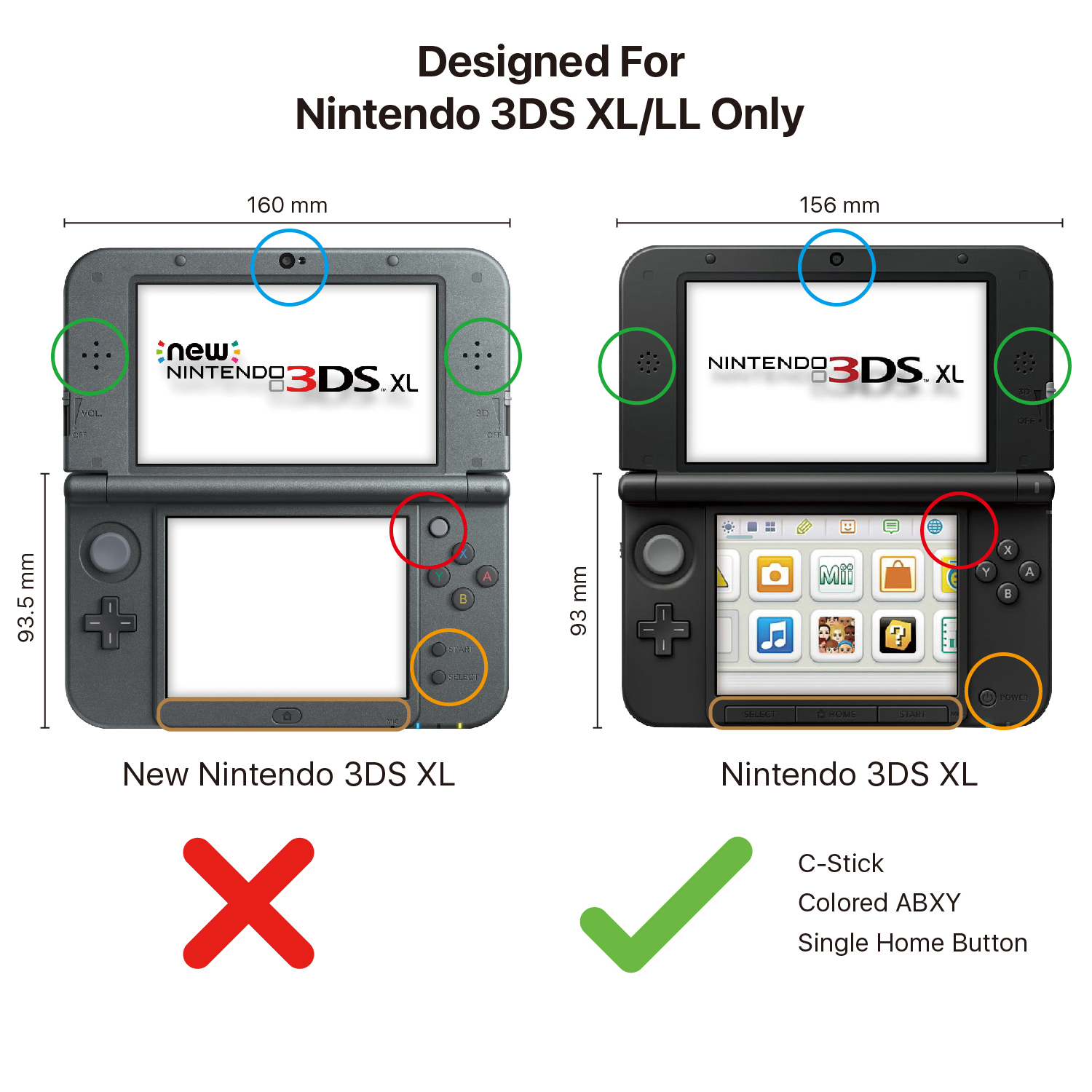 Solid, transparent plastic protection; Compatible With Nintendo (2013) 3DS XL. Accessory only