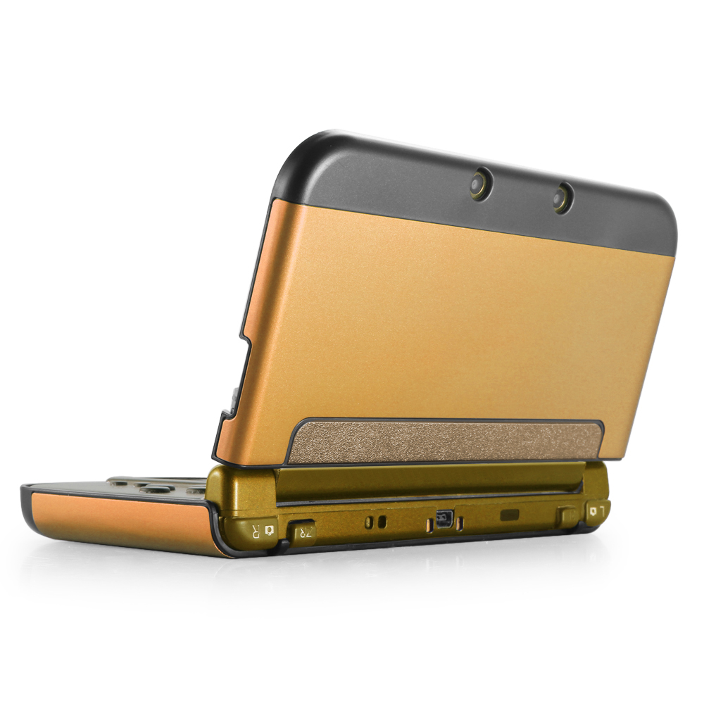 Plastic + Aluminium Full Body Protective Snap-on Hard Shell Skin Case Cover Gold for New Nintendo 3DS LL XL 2015