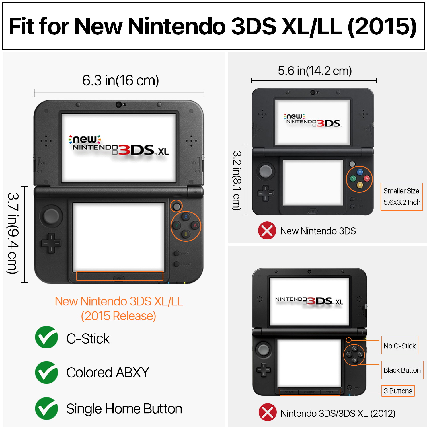 Specially designed for New 3DS XL LL (2015 Model) ONLY. Please check compatibility before purchase